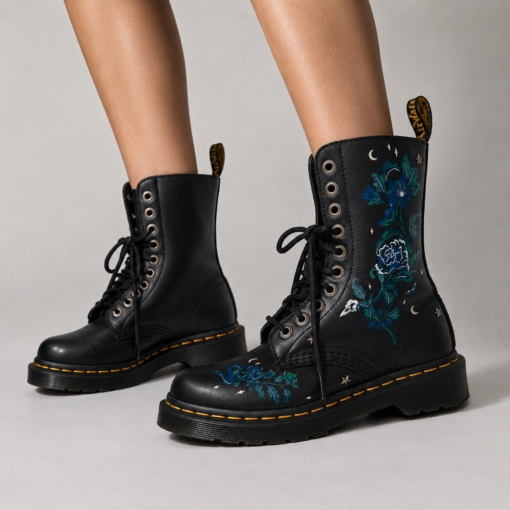 Dr. Martens 1490 Celestial Mystic Floral Combat Boots Womens 5‎ Grunge Boho Edgy